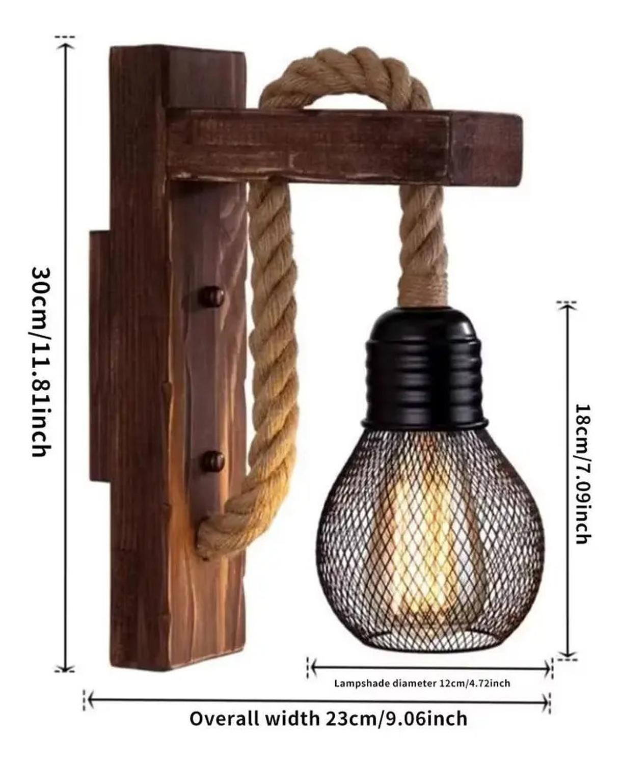 Lámpara Colgante Madera Vintage Lampara De Pared Rustica Marrón-1