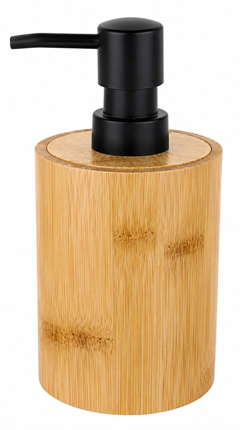 Dispensador Jabón Alcohol Gel Madera Redondo 400ml Beige-2