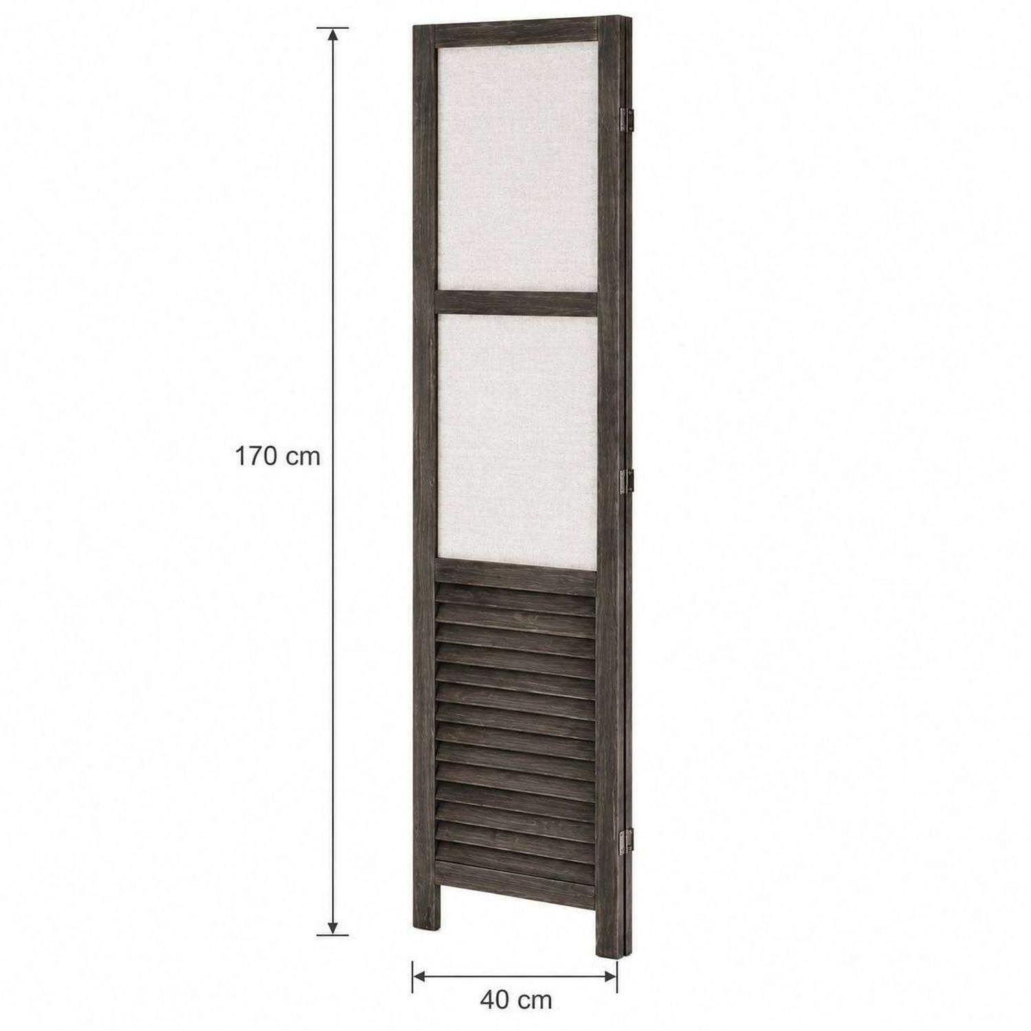 Biombo De Madera 3 Paneles Gris 170x40cm-2