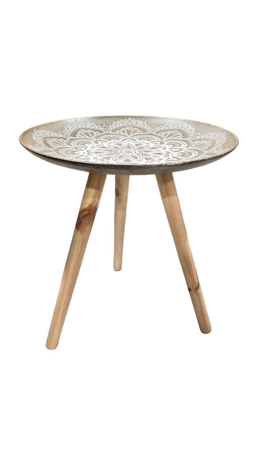 Mesa Lateral Dorada Mandala 2 Mesa De Centro Decoración 50cm-0