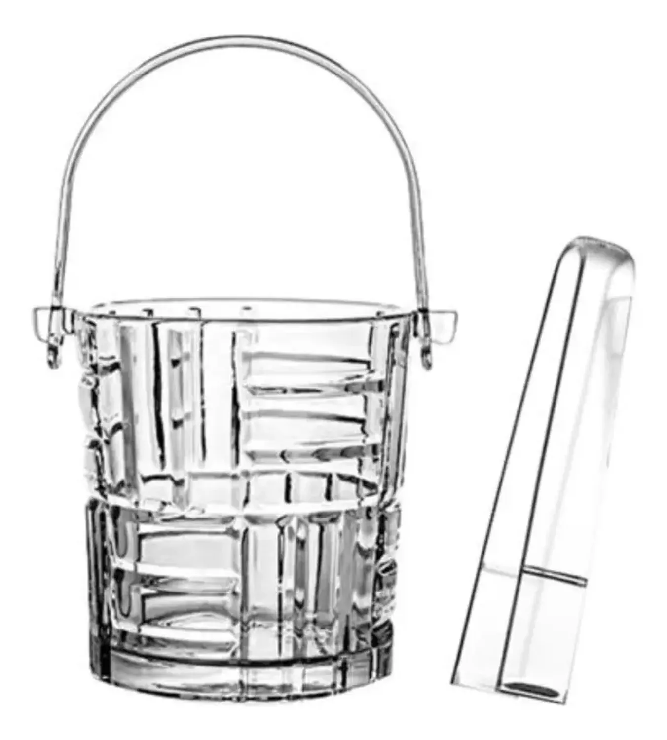 Hielera De Vidrio Con Pinzas Diseño Lineas 880ml Transparente Rayas-0