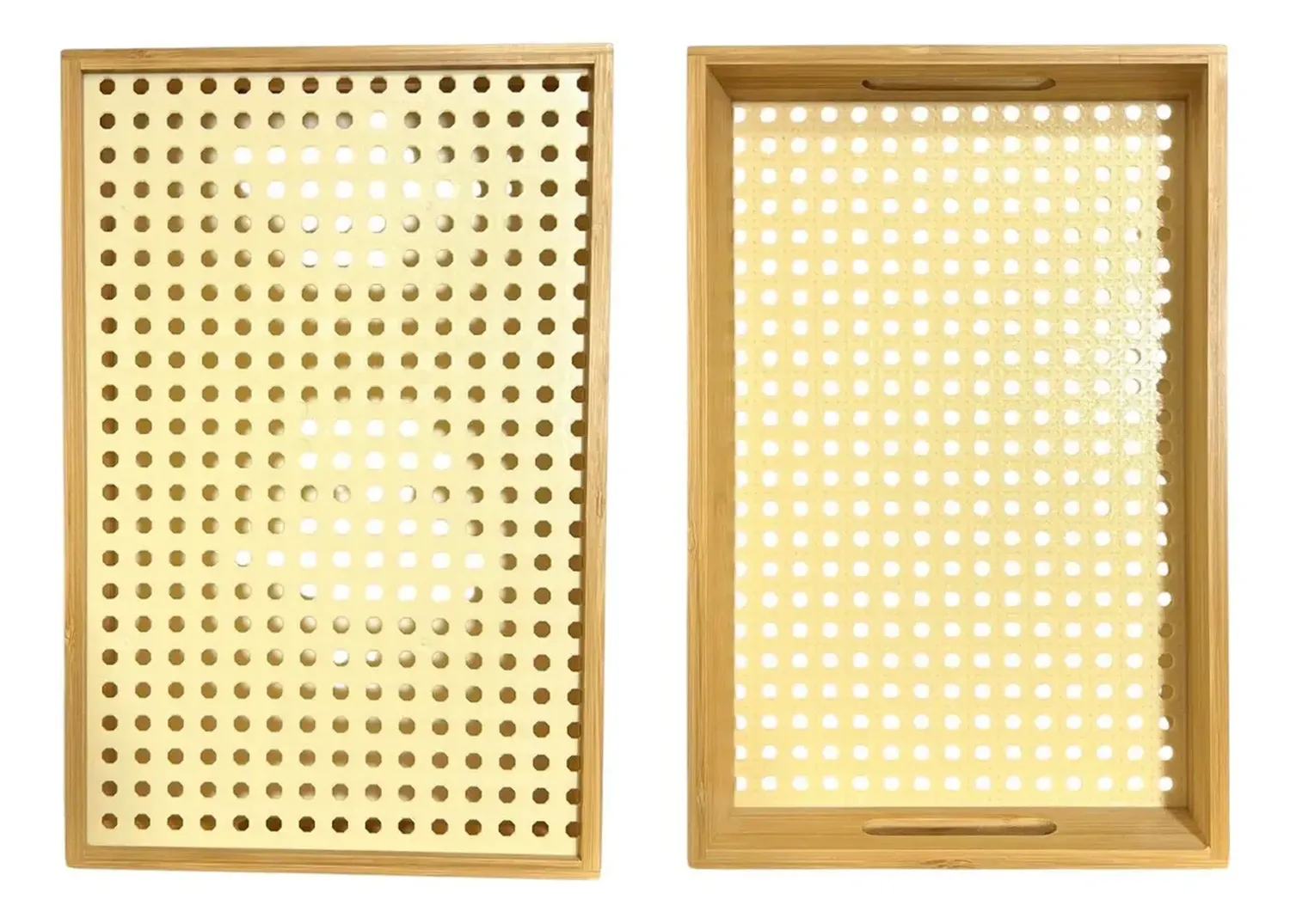 Bandeja Desayuno De Madera Bambu Con Malla 21x32cm Beige-1