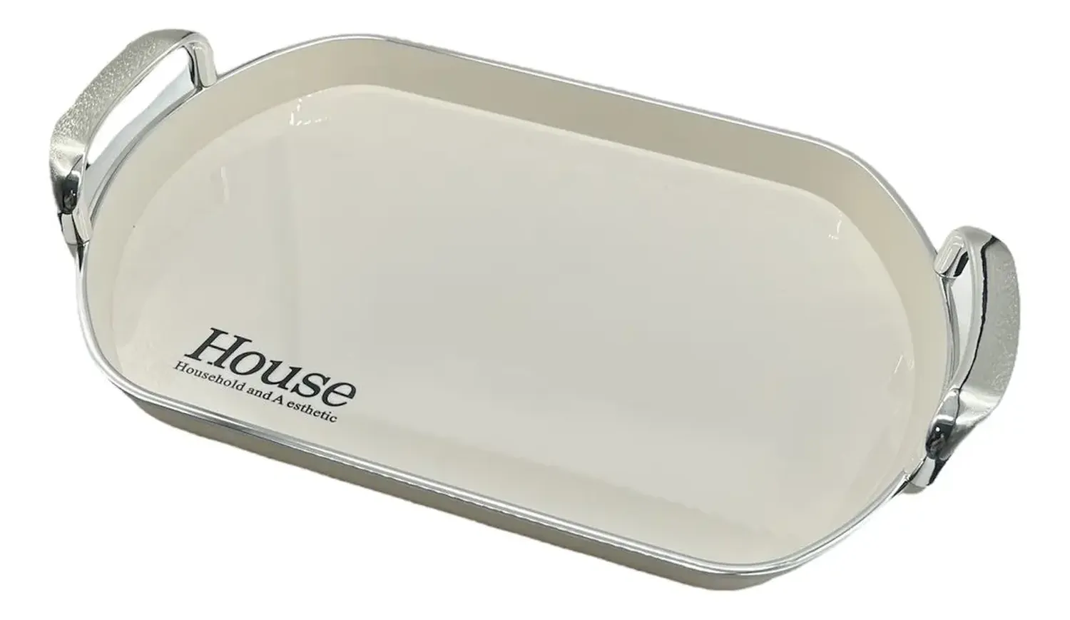 Bandeja Elegante Servir Con Plateado Ovalada 24x35cm Plateado-0
