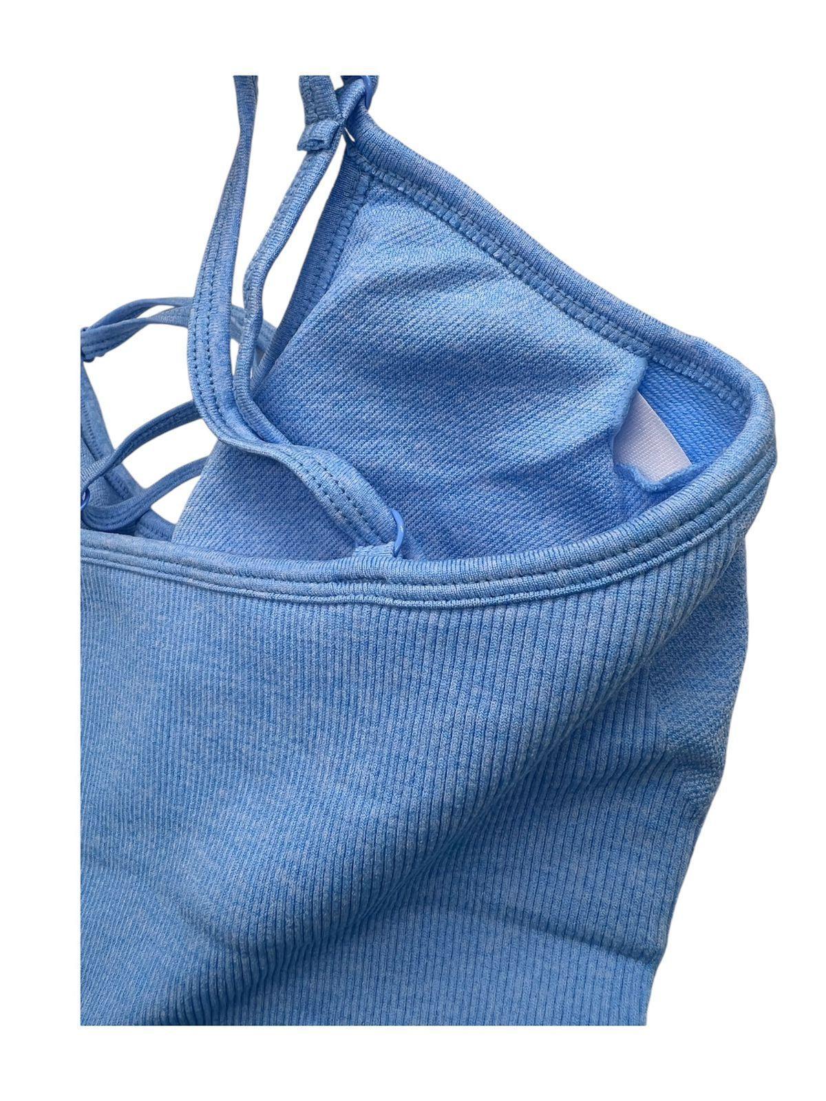 Mono Enterito Jumpsuit Deportivo Corto Mujer Gym Talla M Azul-3