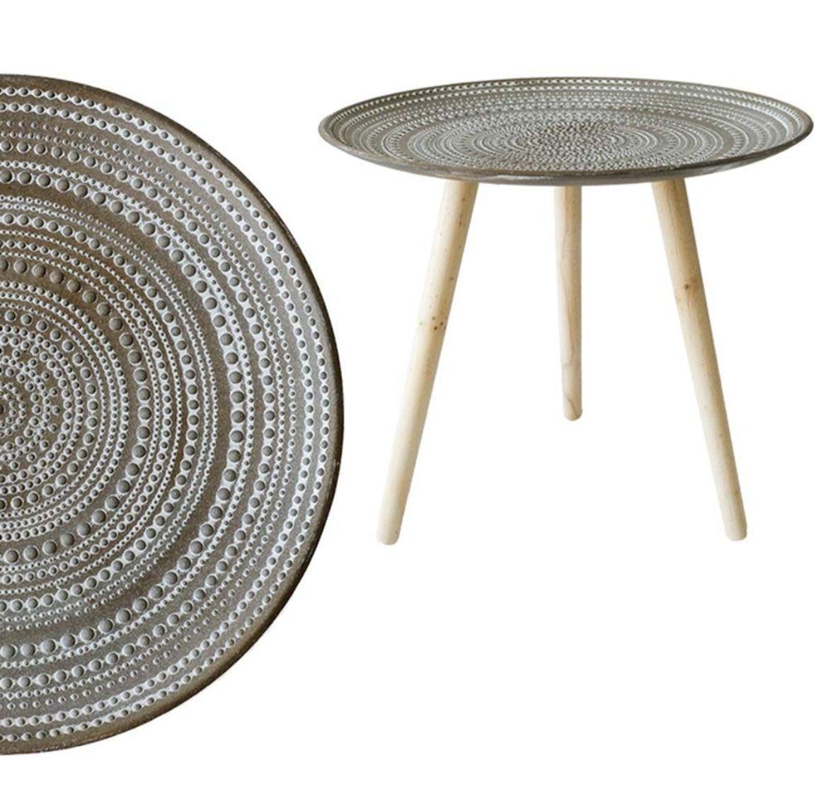 Mesa Lateral Dorada Puntos Mesa De Centro Decoración 30cm-0