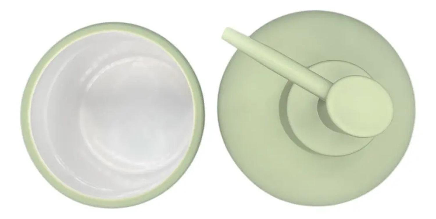 Set De Baño 2 Piezas Ceramica Jabon Porta Cepillo Vd Verde-1