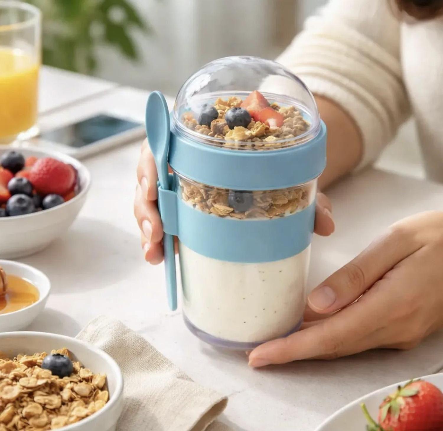 Vaso De Yogurt Leche Bebidas Y Cereal Frutas Frutos Secos-1