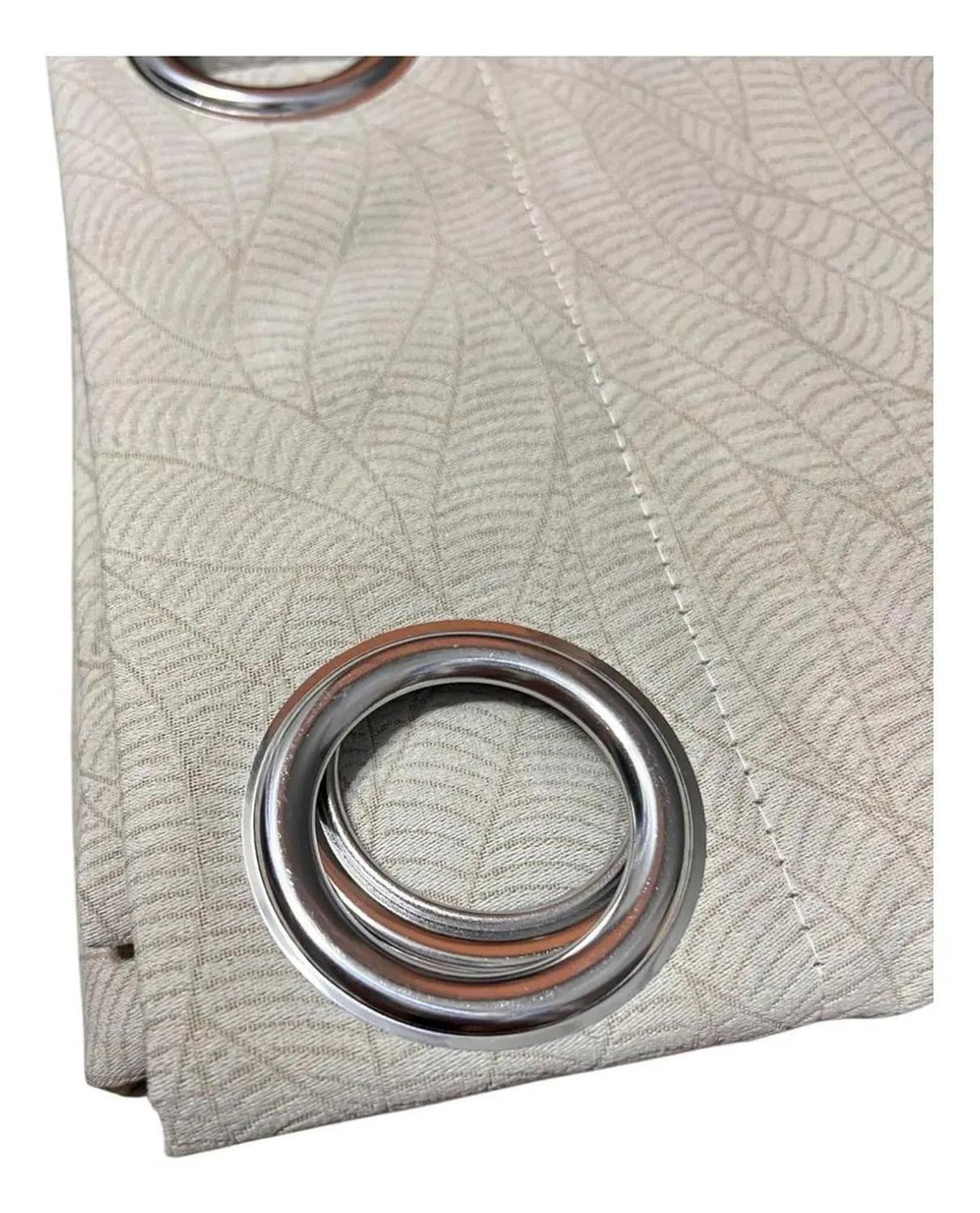 Cortina 1 Paño Cortina 8 Anillos Deco 140x230cm Beige - Hojas-3