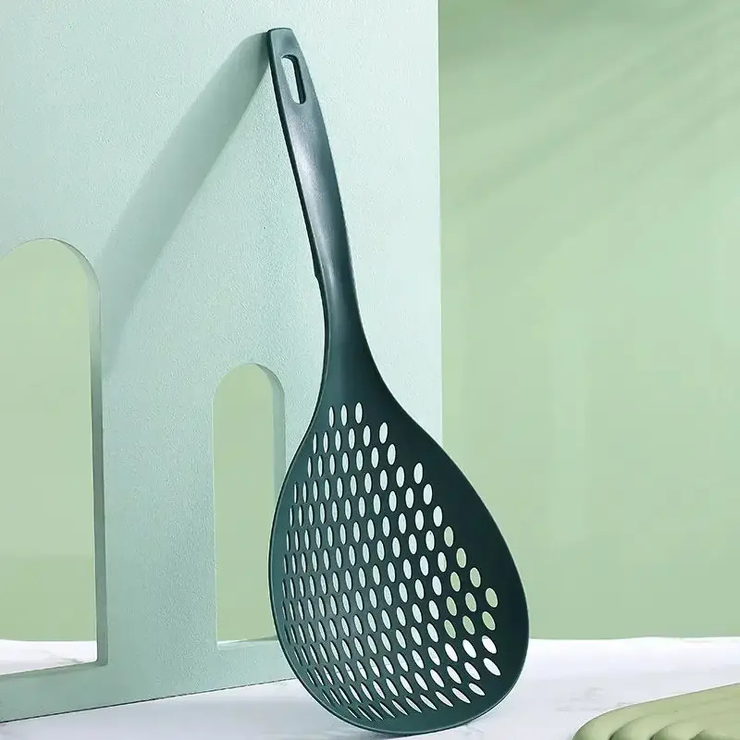 Cucharon Colador Cuchara Larga Utensilio Plastico Cocina Turquesa-2
