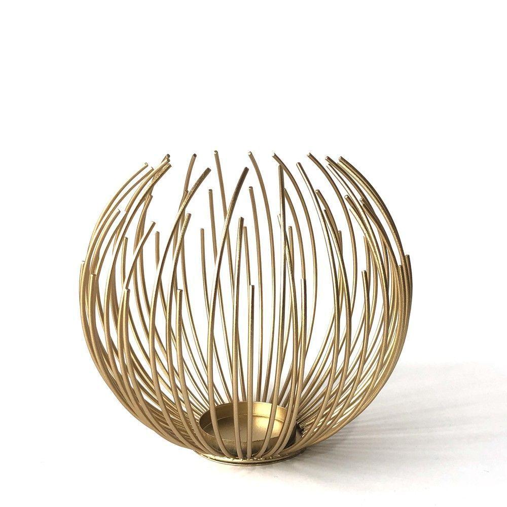 Porta Vela Candelabro Decorativo Dorado Esfera-0