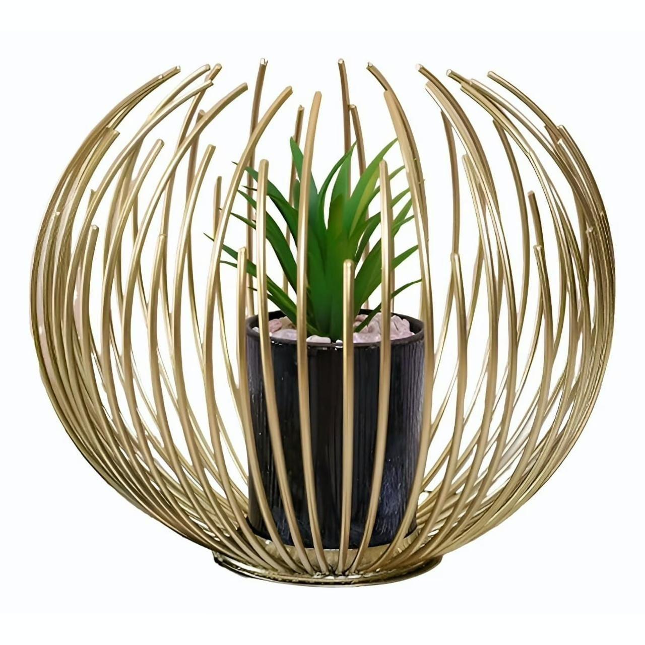 Porta Vela Candelabro Decorativo Dorado Esfera-1