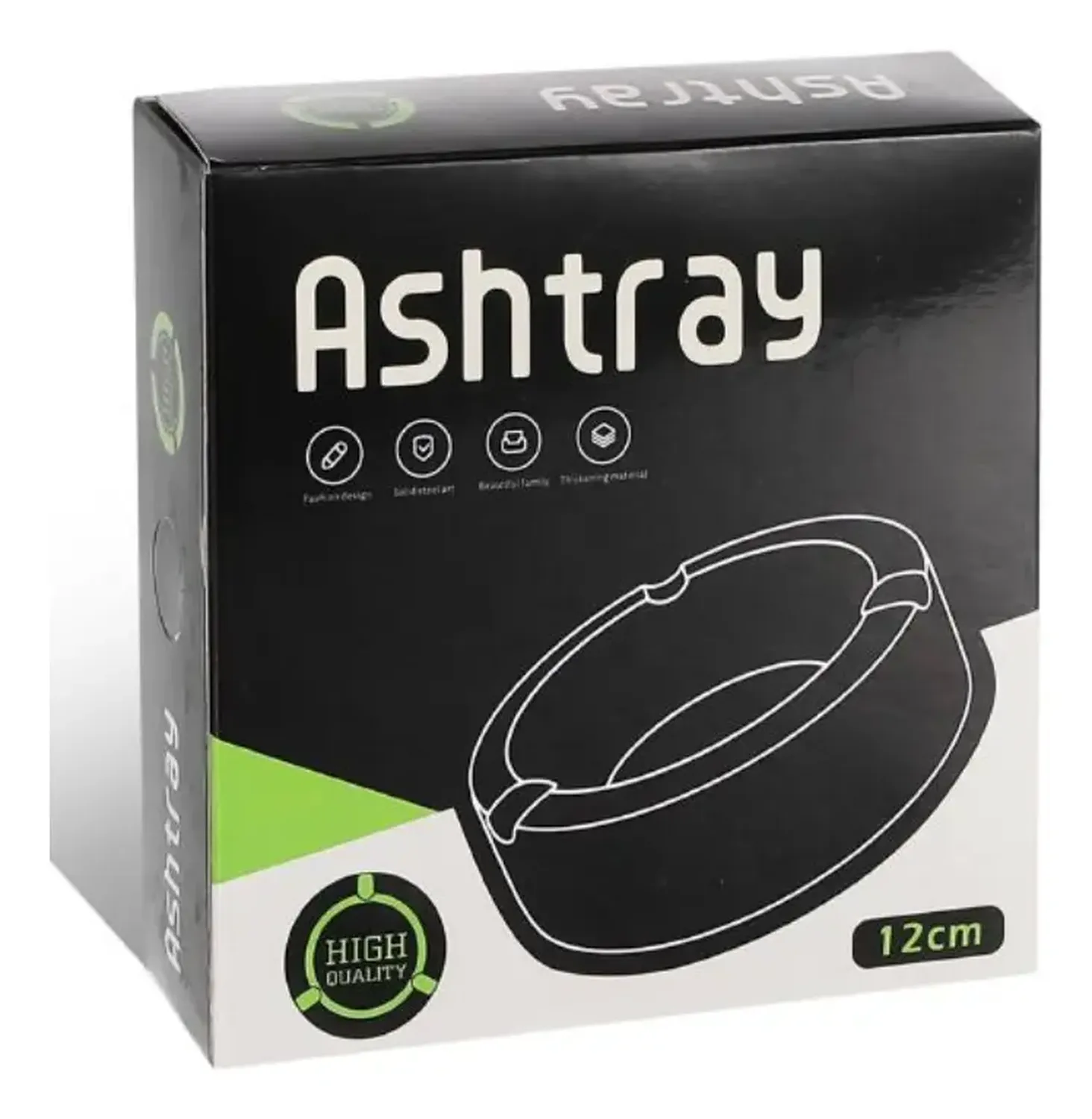 Cenicero Acero Inoxidable Contra Viento Para Hogar Negro Negro-2