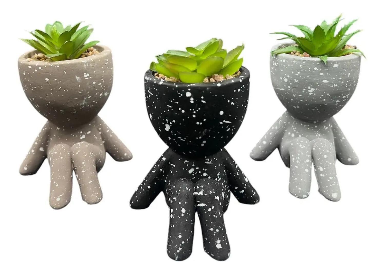 Macetero De Ceramica Planta Artificial Moderno-2