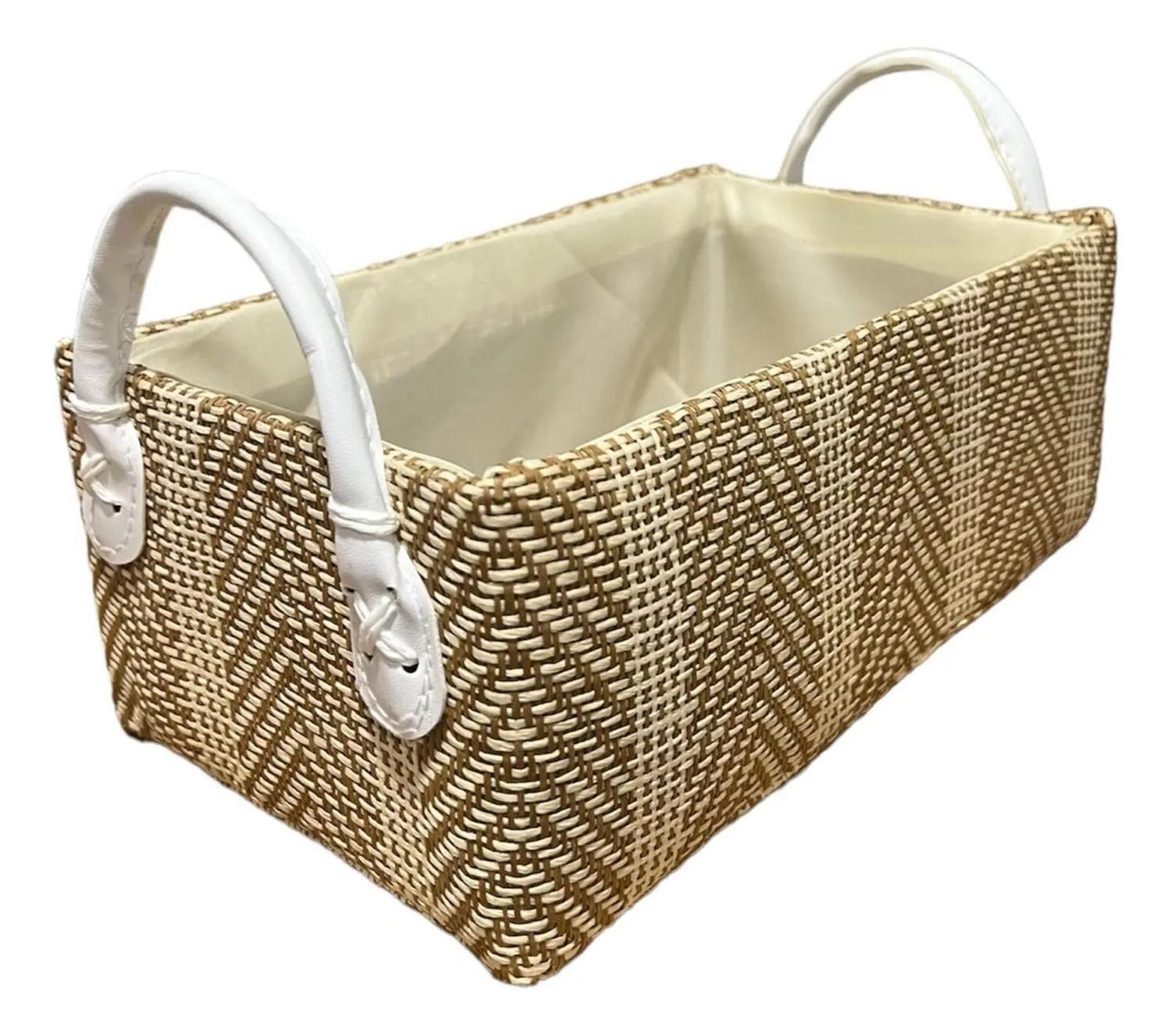 Pack 3 Macetero Cesto Canastos Organizadores Tejido Mimbre Beige-1