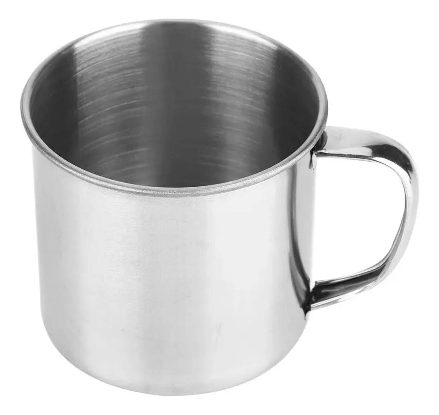 Pack 12 Vasos De Acero Inoxidable Vaso Mug Camping 9x9cm Plateado-2