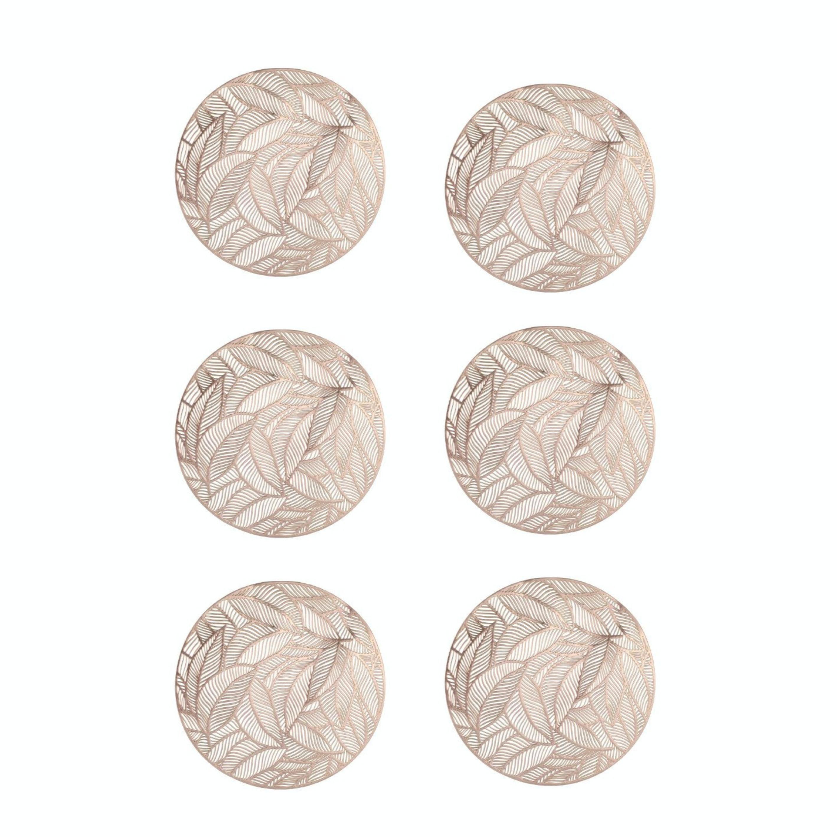 Set 6 Individuales De Mesa Pack 6 Individuales 38cm Hojas Dorado-2