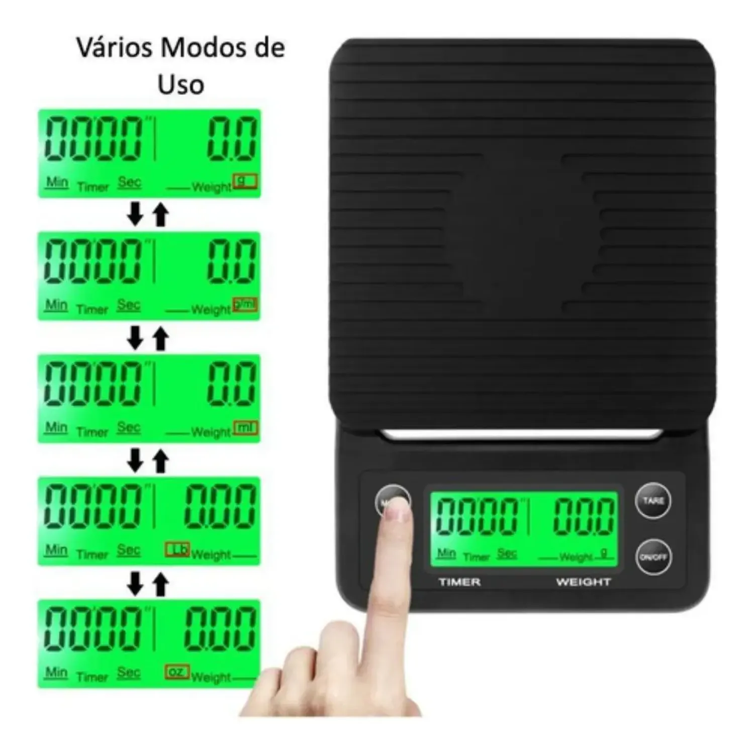 Balanza Pesa Gramera Digital Con Temporizador Negro 5 Kg-1
