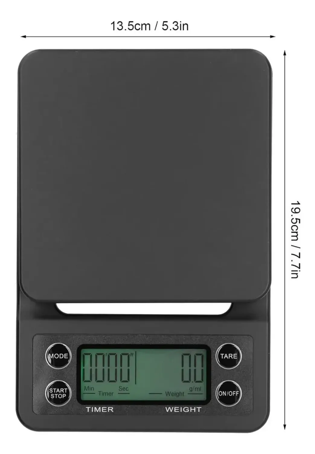 Balanza Pesa Gramera Digital Con Temporizador Negro 5 Kg-3