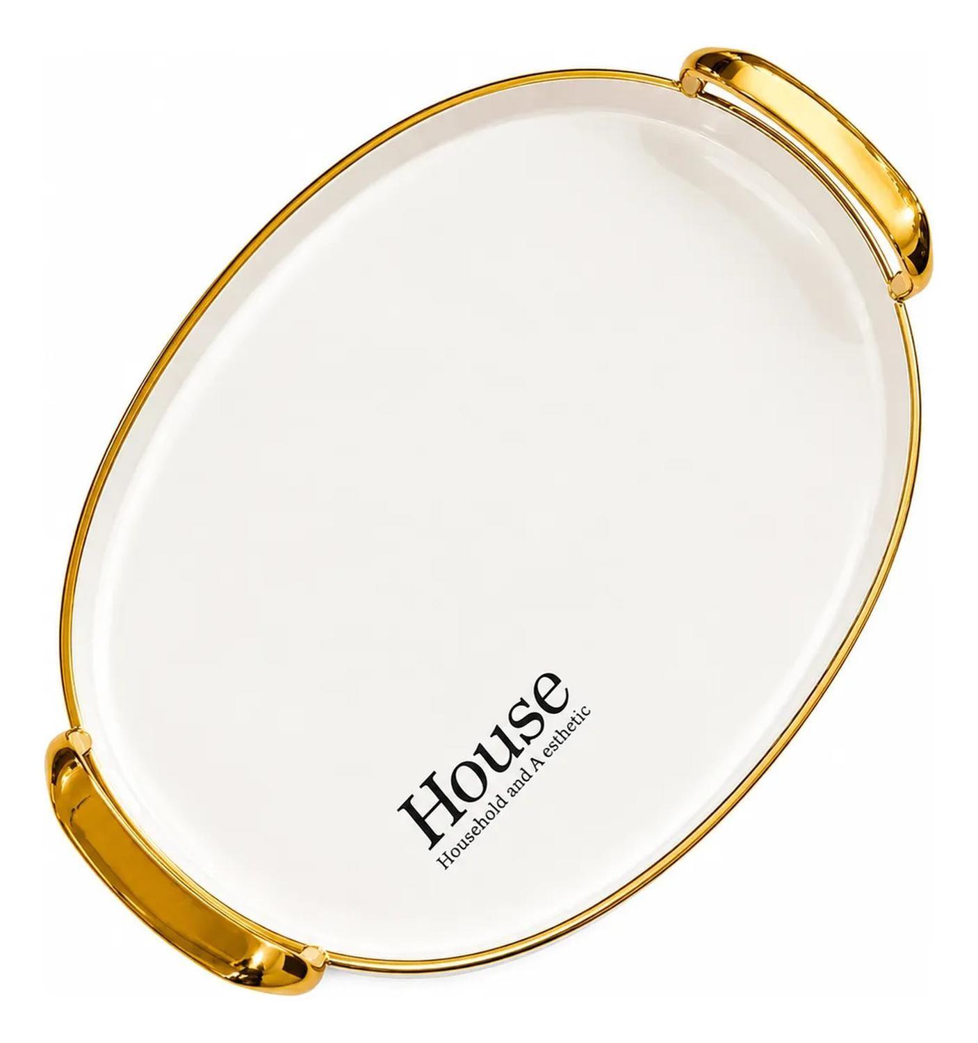 Bandeja Elegante Servir Con Dorado Decorativa Redonda Redonda-1