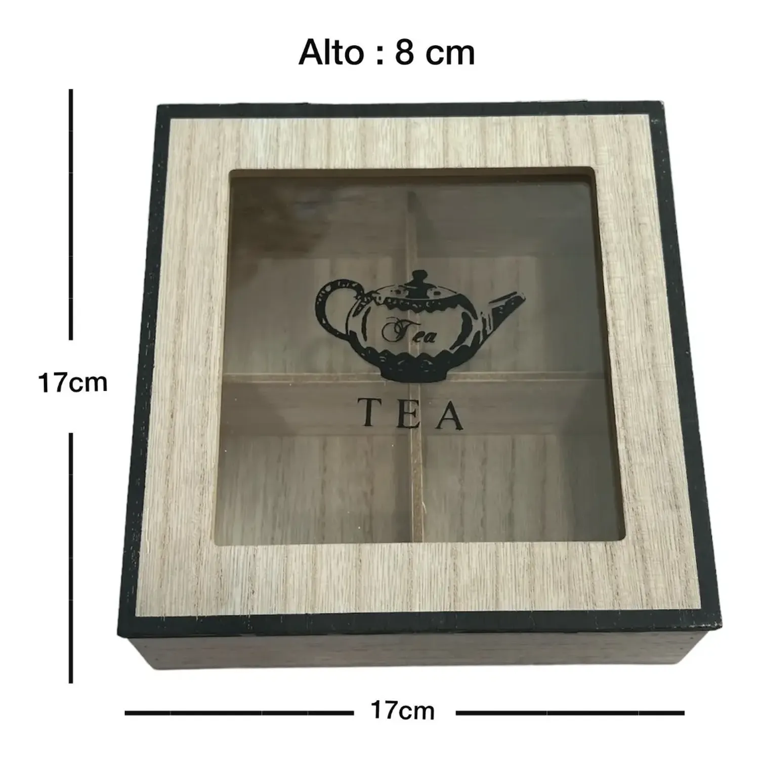 Caja De Té Mediana De Madera 3 Espacios Con Diseños-2