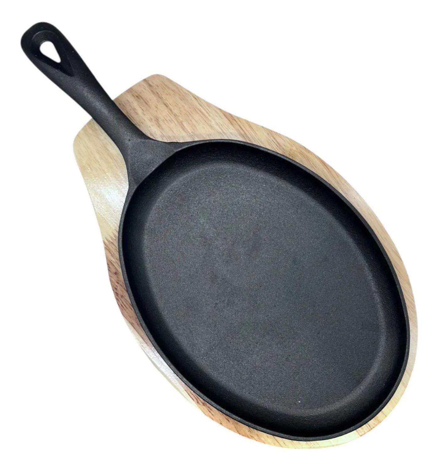 Bandeja Tabla Placa Para Carnes Con Base Bambu Y Asa M4 Negro-1