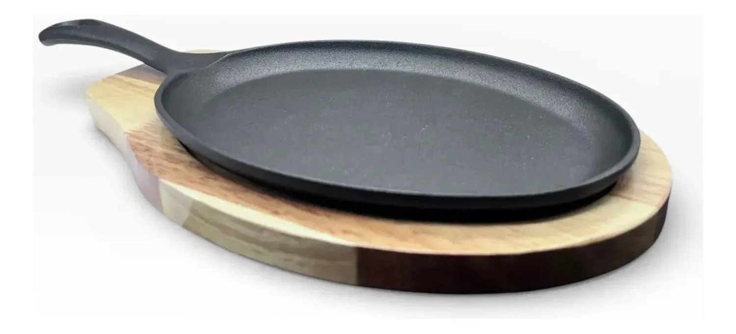 Bandeja Tabla Placa Para Carnes Con Base Bambu Y Asa M4 Negro-2