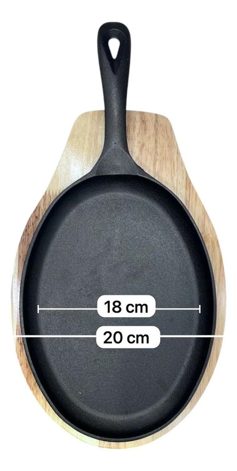 Bandeja Tabla Placa Para Carnes Con Base Bambu Y Asa M4 Negro-4