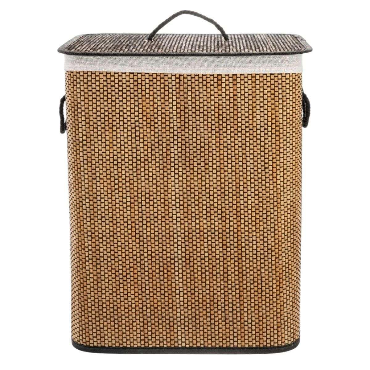 Cesto De Ropa Bambu Con Tapa Material Resistente Rectangular-2