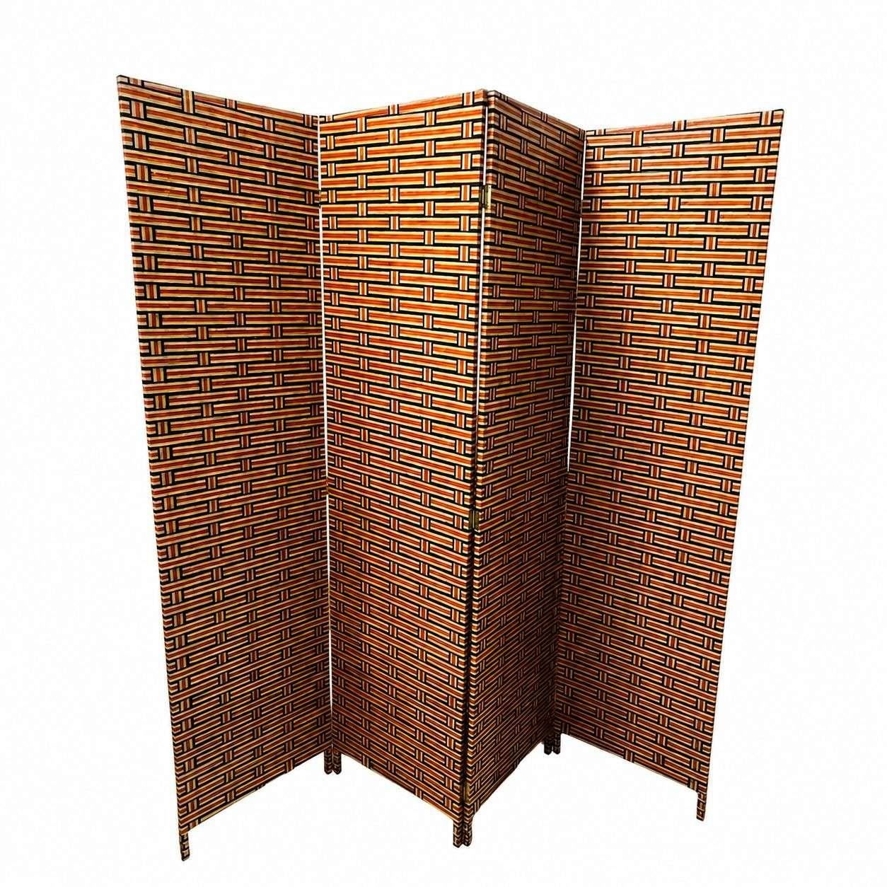 Biombo De Madera Resistente 4 Paneles Ladrillo 180cmx180cm-1