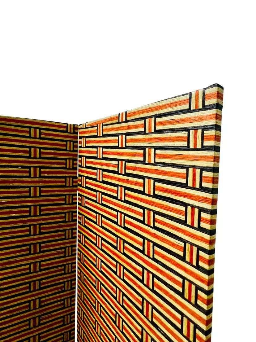 Biombo De Madera Resistente 4 Paneles Ladrillo 180cmx180cm-2