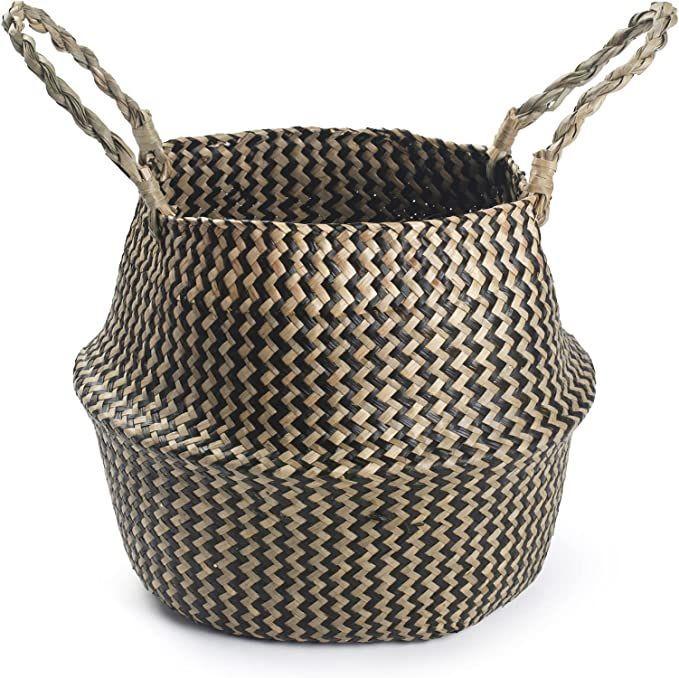 Macetero Cesto Canasto Maceta De Mimbre Tejida Plegable 35cm N-0