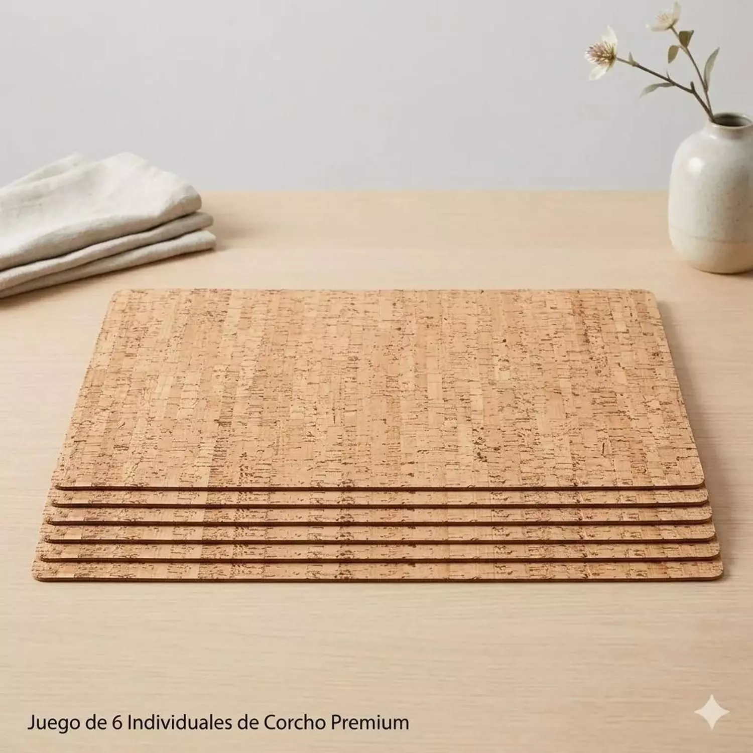 Set 6 Individuales De Mesa Pack 6 Rectangular Madera Marrón-2