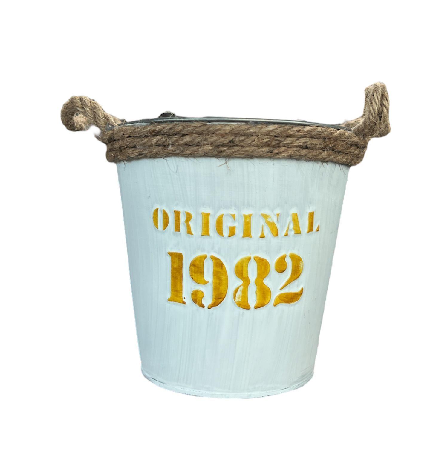 Macetero De Metal Canasto Con Diseños Maceta Balde Original-0