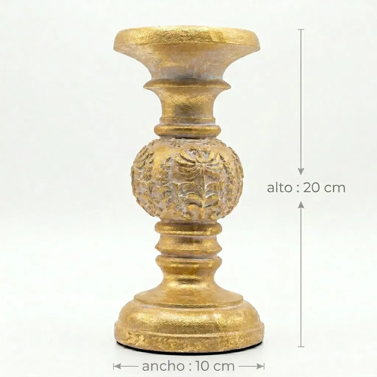 Porta Vela Candelabro Decorativo Elegante Dorado Flor 20cm Dorado-1