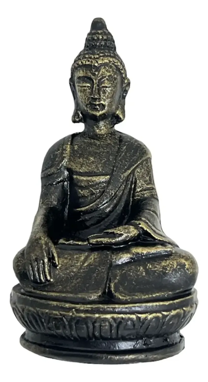 Buda Con Porta Incienso Decorativo Con Porta Vela Dorado X-1