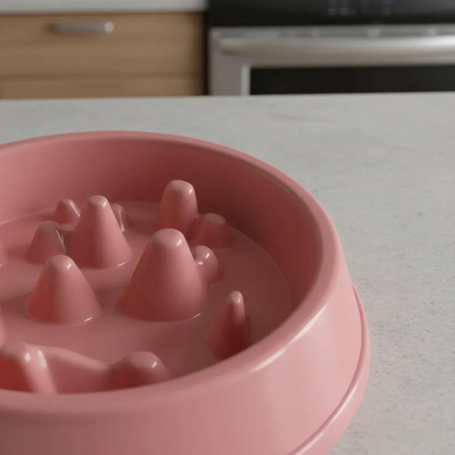 Plato Anti Ansiedad Come Lento Mascotas Anti Ahogo Rosa-2