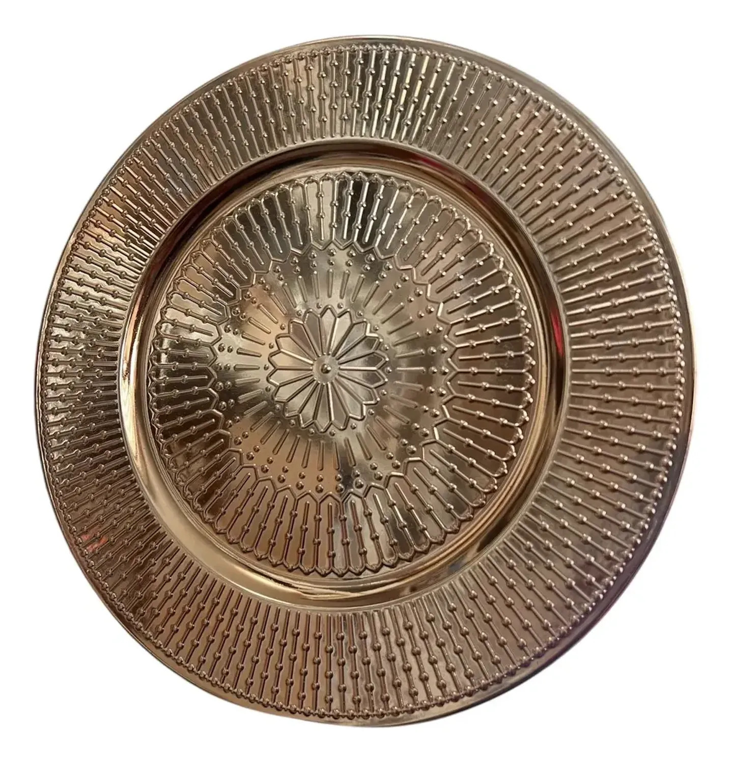 Pack 4 Plato De Decoracion Hogar Decorativo Metalico 33cm Marrón-1