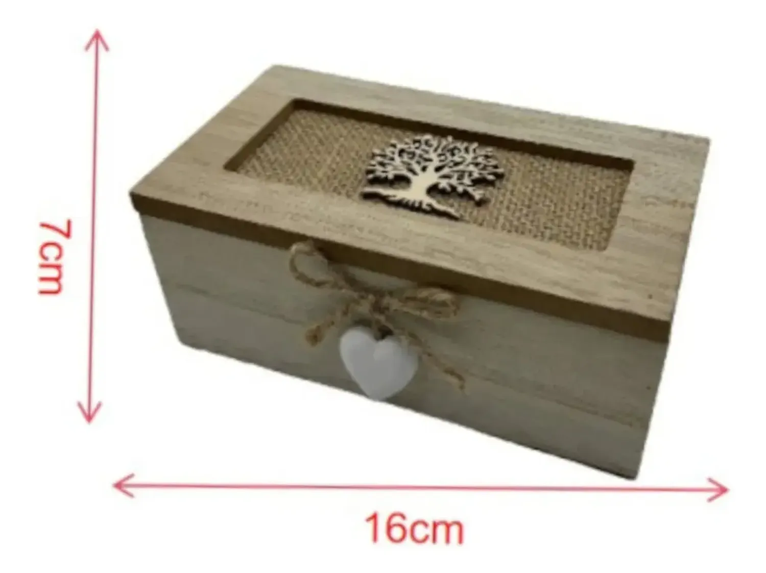 Caja De Té Mediana De Madera 2 Espacios Arbol Madera Beige-3