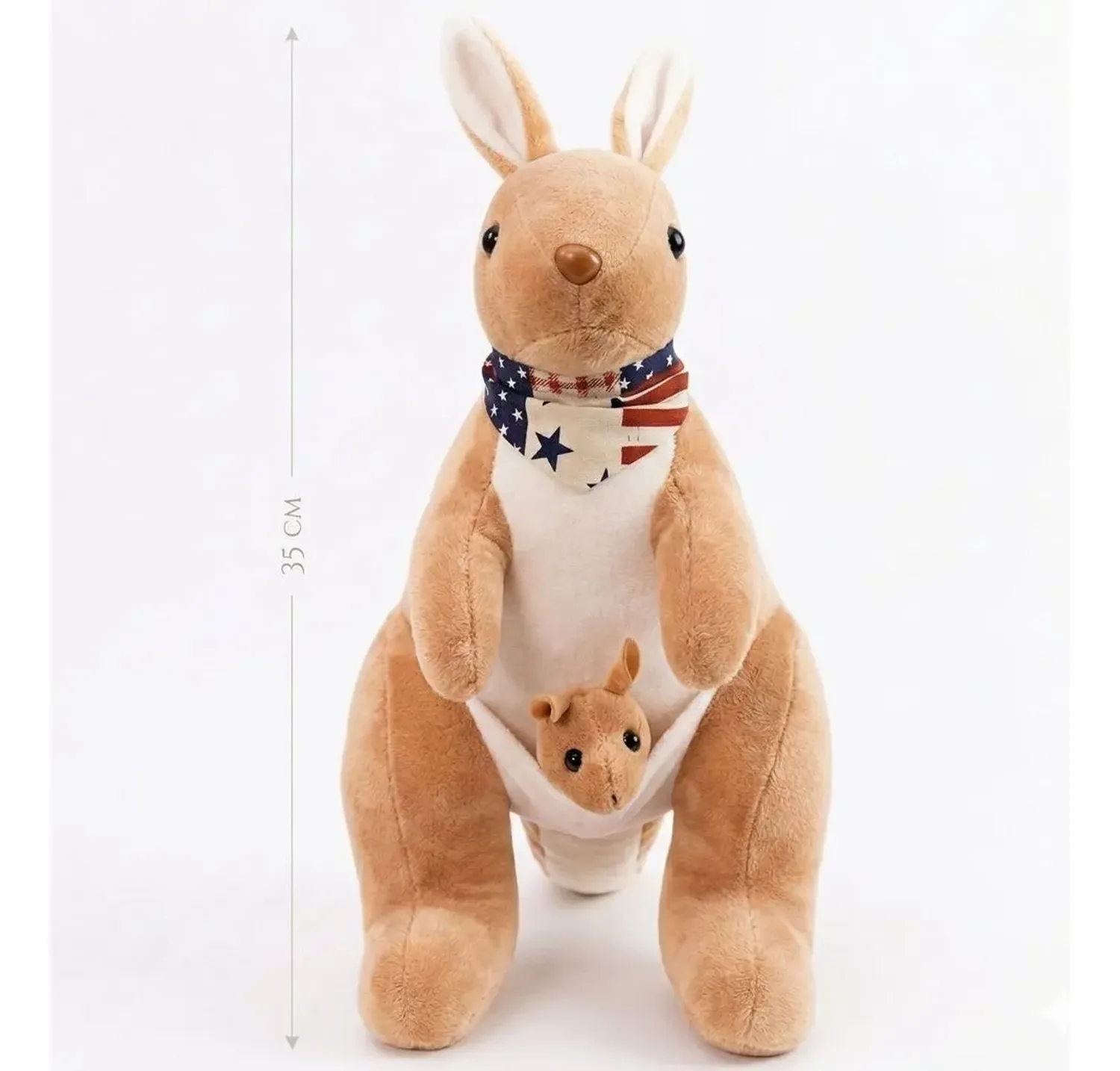 Peluche De Canguro Con Bebe Bufanda Peluche Animales Beige-1