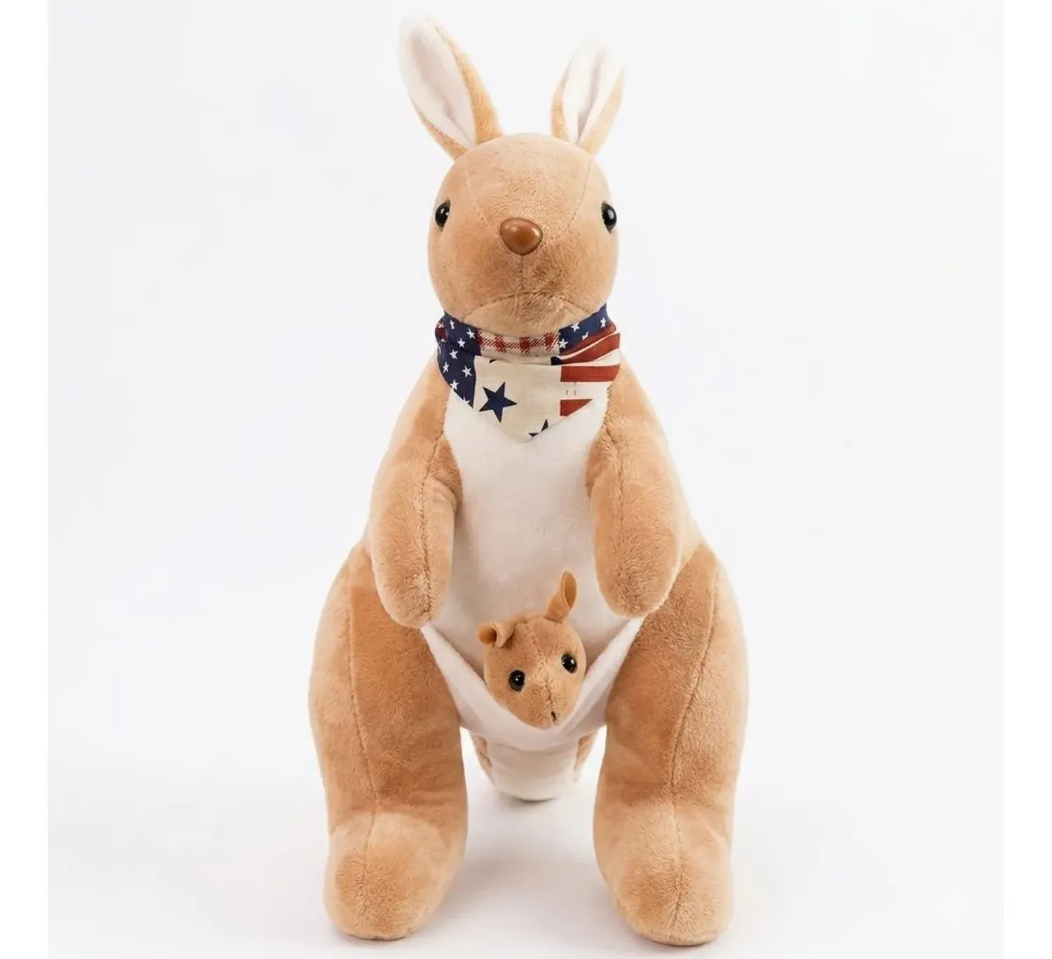 Peluche De Canguro Con Bebe Bufanda Peluche Animales Beige-4