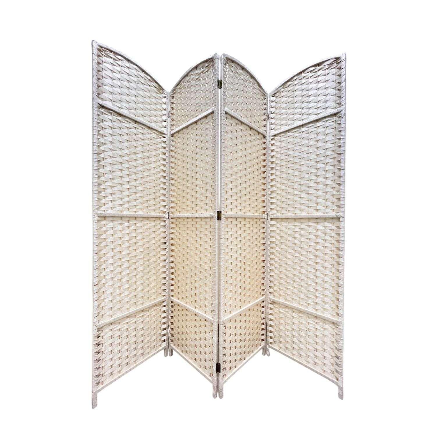 Biombo De Madera Resistente 4 Paneles Bambu 160cmx170cm-0