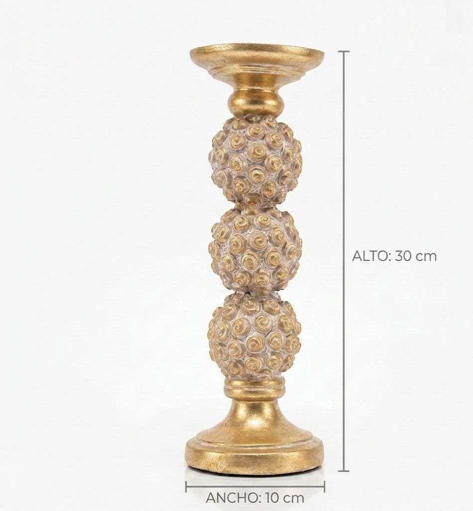 Porta Vela Candelabro Decorativo Elegante Dorado Rosas 30cm-2