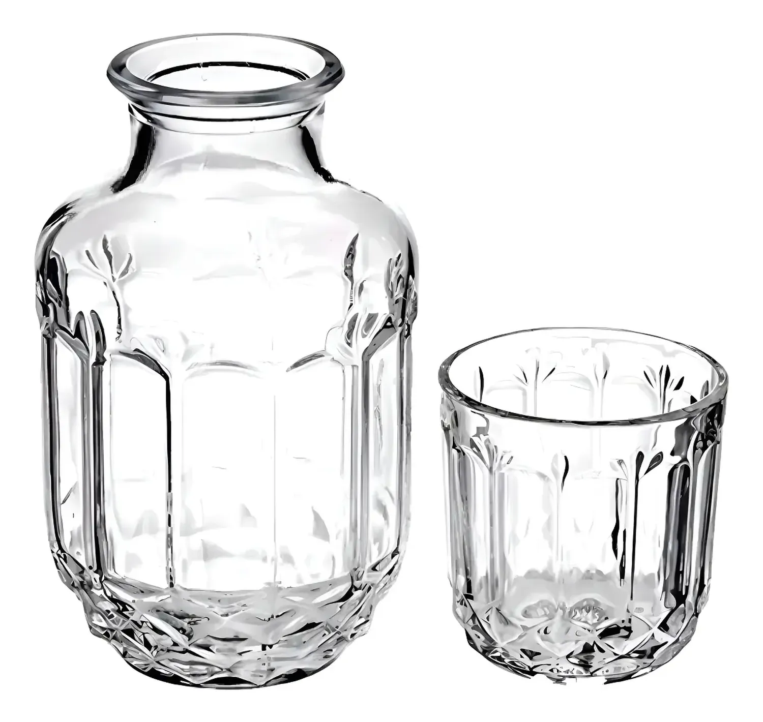 Botella De Vino Licor Con Vaso De Vidrio Hogar Bar 500ml Transparente-0