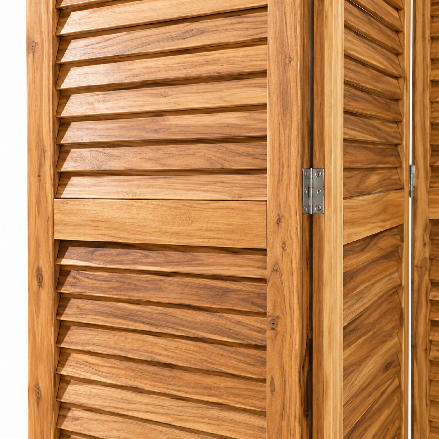 Biombo De Madera Resistente 4 Paneles Diseño Hoja 40x170cm 1 Tallado Beige-1