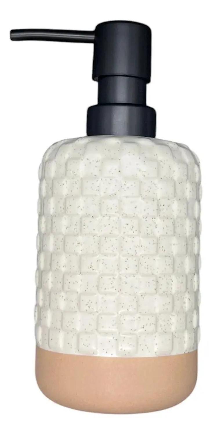 Set Juego De Baño 3 Pieza Jabon Dispensador Cepillo Ceramica Crema-1