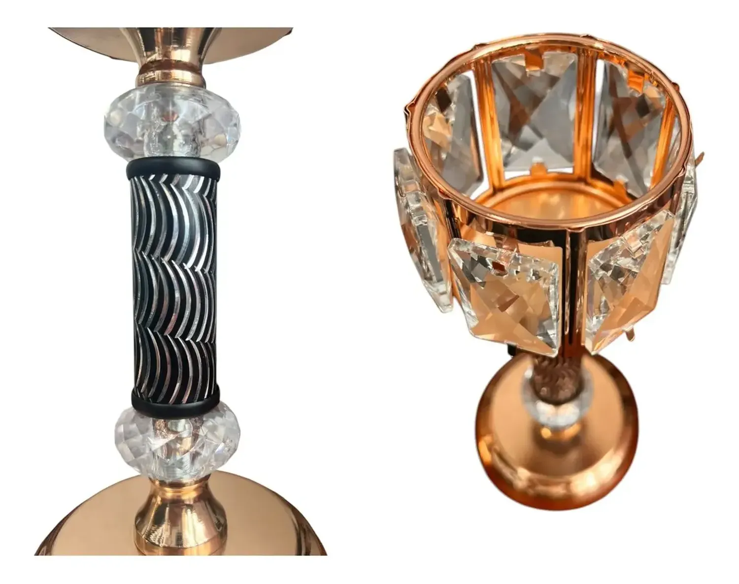 Pack 3 Porta Vela Candelabro Decorativo Elegante Diseño Dorado-3