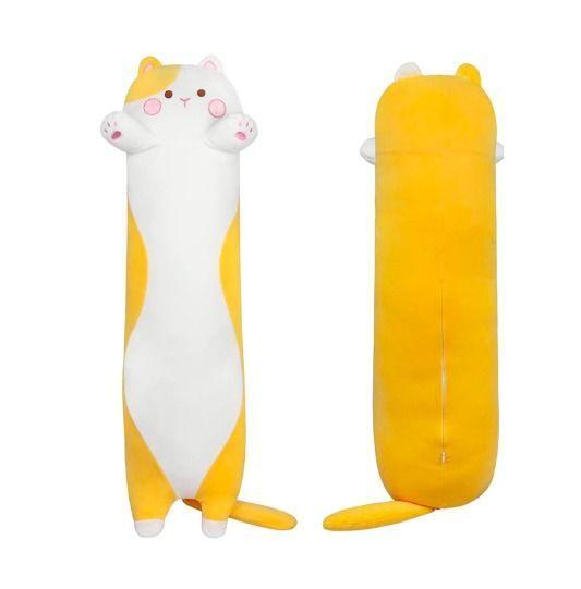 Peluche Almohada Alargado De Gato Kawaii Gato Abrazable-0