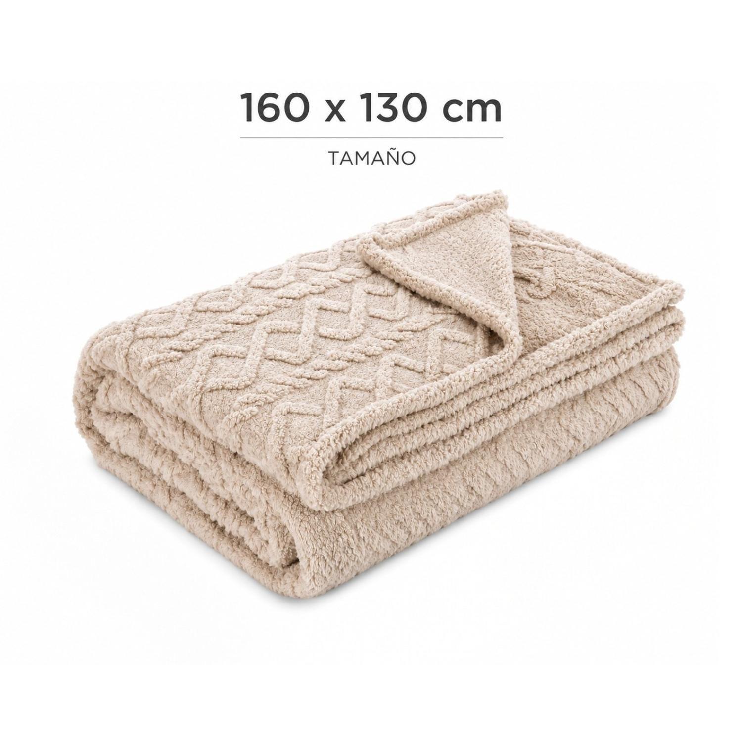 Manta Frazada Peluda Para Sofa Sillon Cama 200x230cm Liso Beige-1