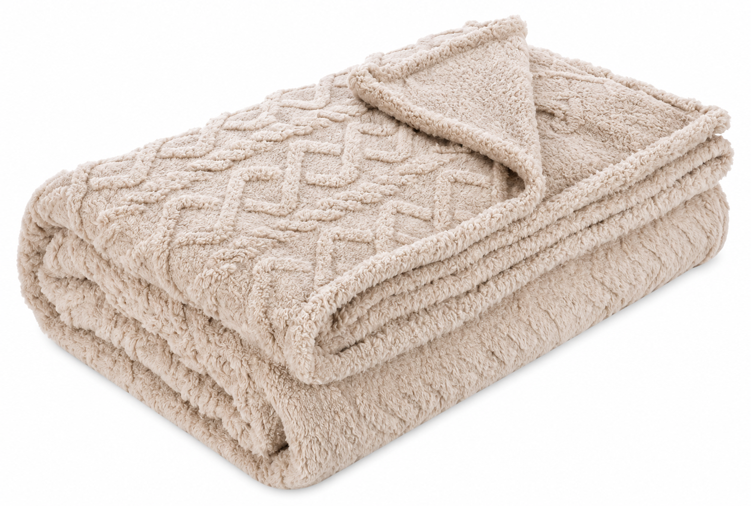 Manta Frazada Peluda Para Sofa Sillon Cama 200x230cm Liso Beige-2
