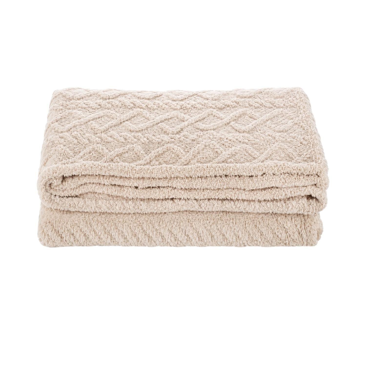 Manta Frazada Peluda Para Sofa Sillon Cama 200x230cm Liso Beige-4